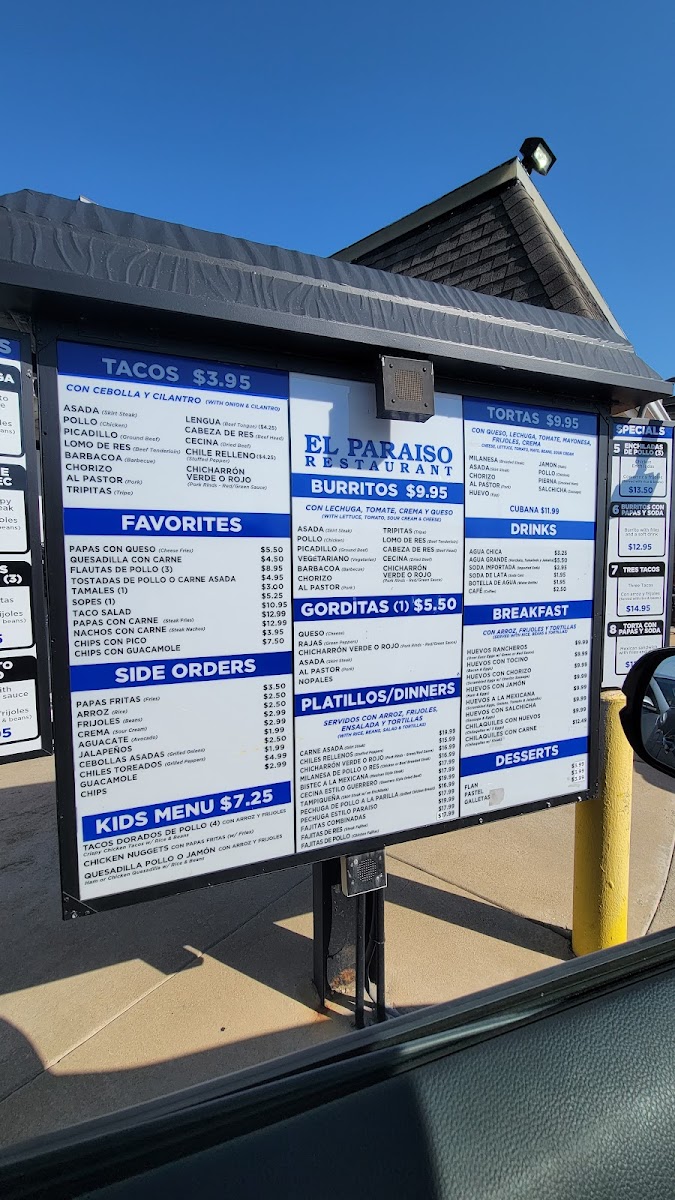 El Paraiso Mexican Restaurant Menu - Image 3